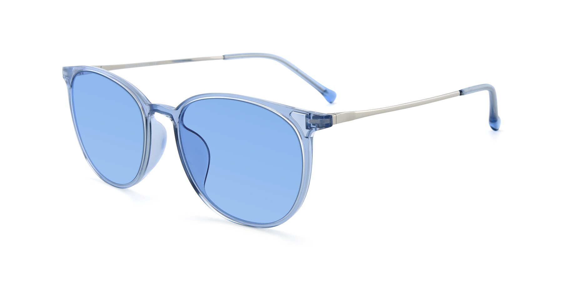 Angle of XC-6006 in Blue Amber-Silver with Medium Blue Tinted Lenses