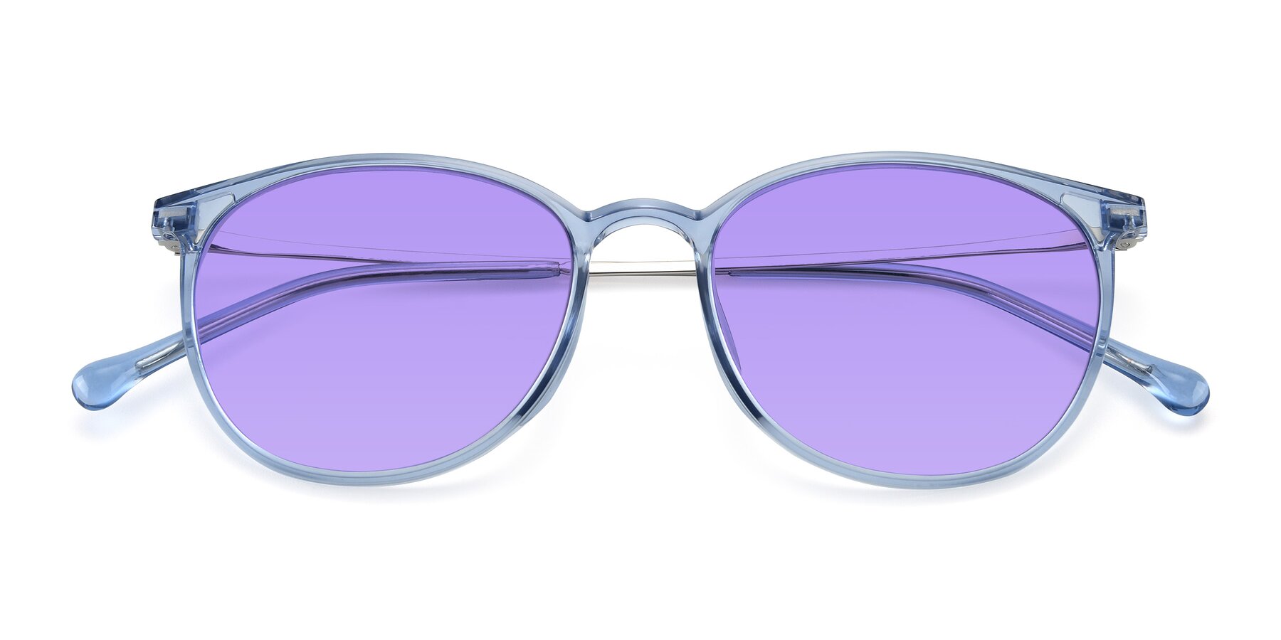 Folded Front of XC-6006 in Blue Amber-Silver with Medium Purple Tinted Lenses