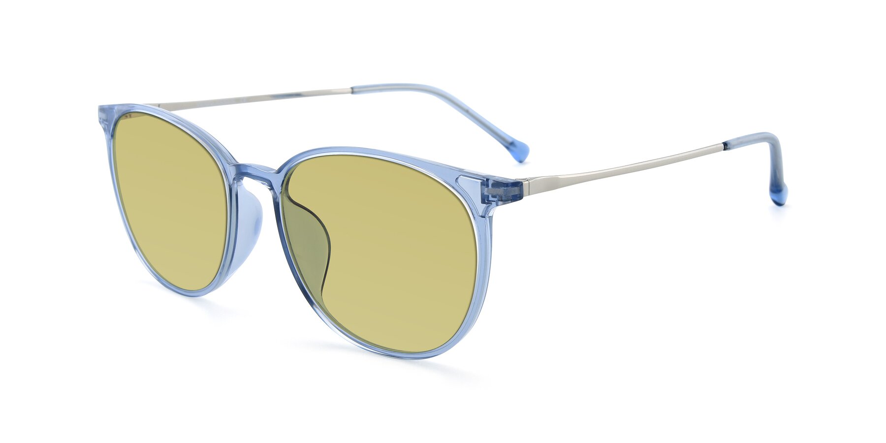 Angle of XC-6006 in Blue Amber-Silver with Medium Champagne Tinted Lenses