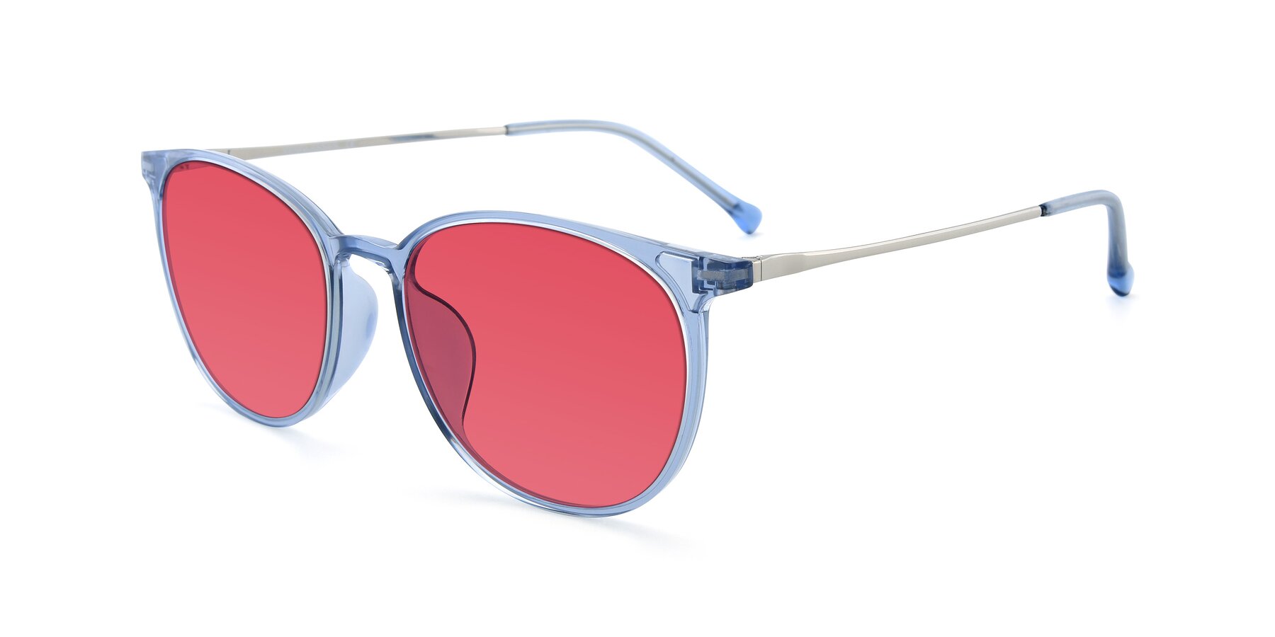 Angle of XC-6006 in Blue Amber-Silver with Red Tinted Lenses