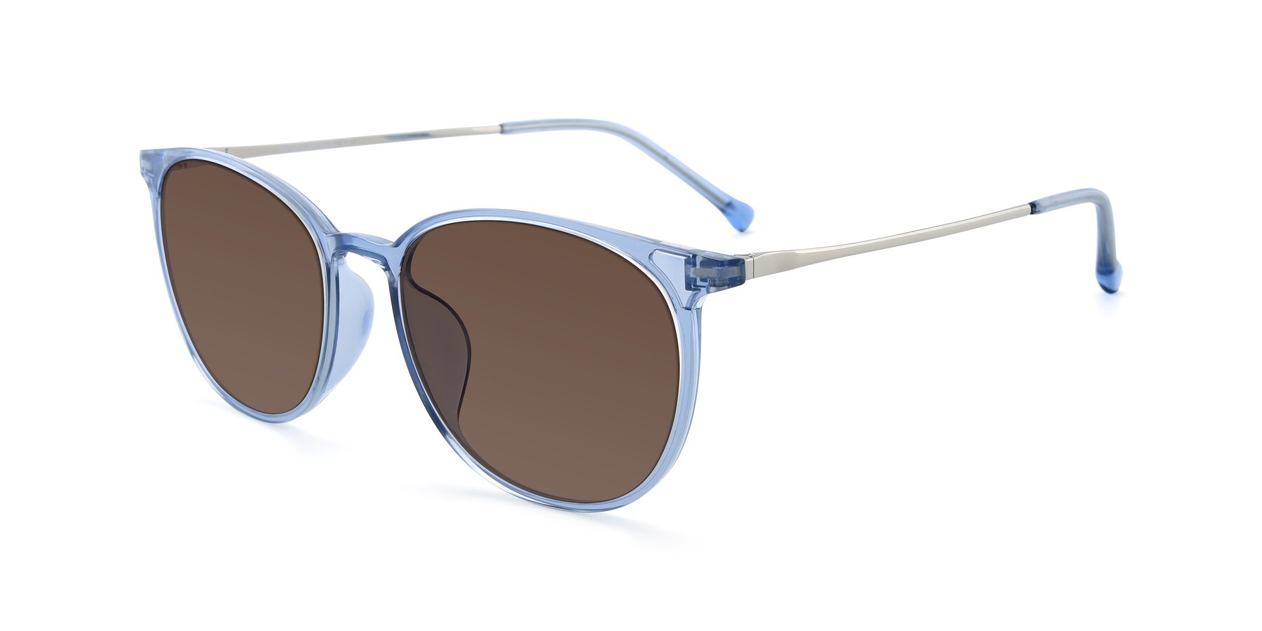 Angle of XC-6006 in Blue Amber-Silver with Brown Tinted Lenses