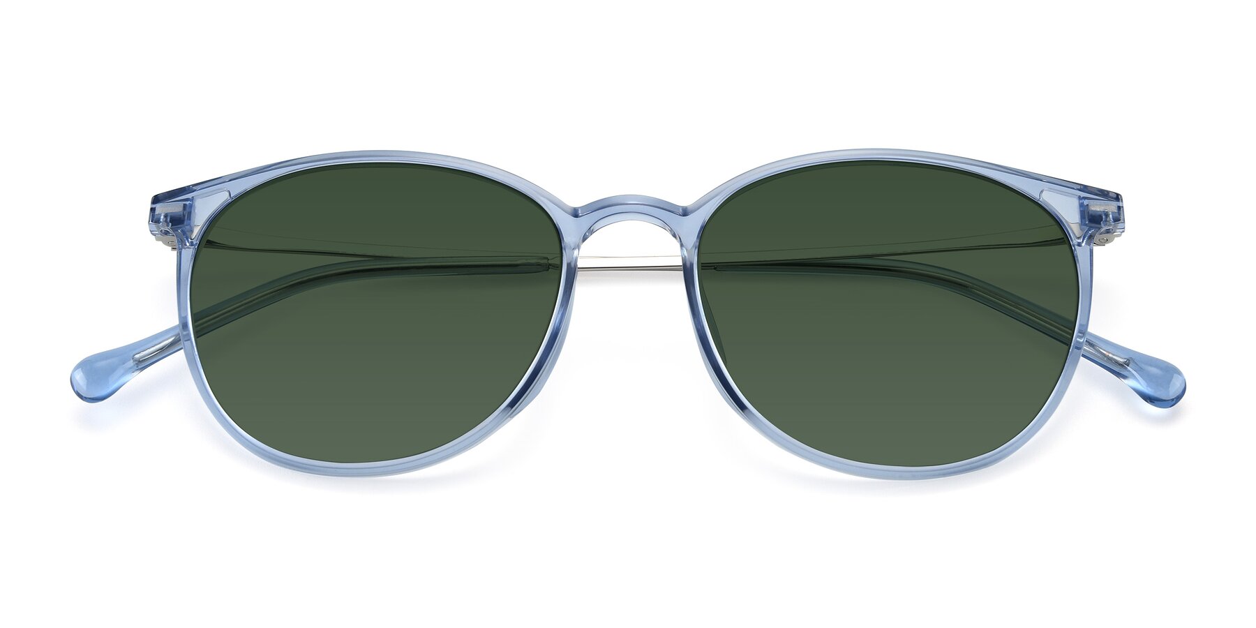 Folded Front of XC-6006 in Blue Amber-Silver with Green Tinted Lenses