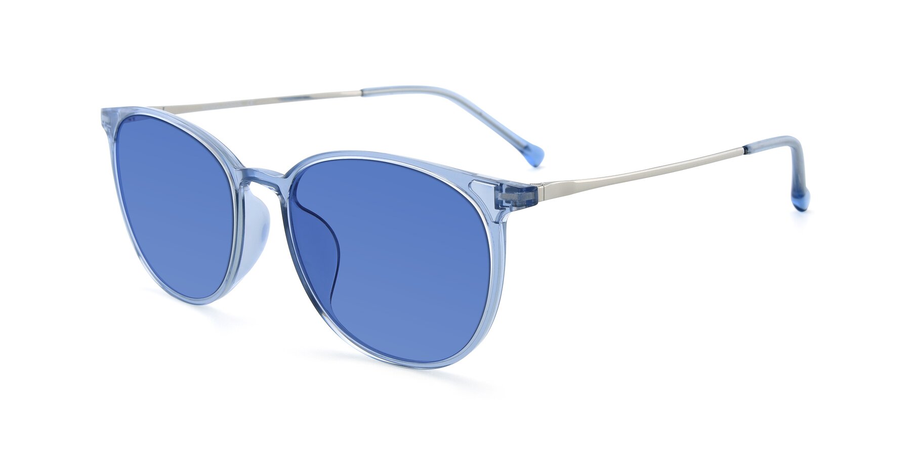 Angle of XC-6006 in Blue Amber-Silver with Blue Tinted Lenses
