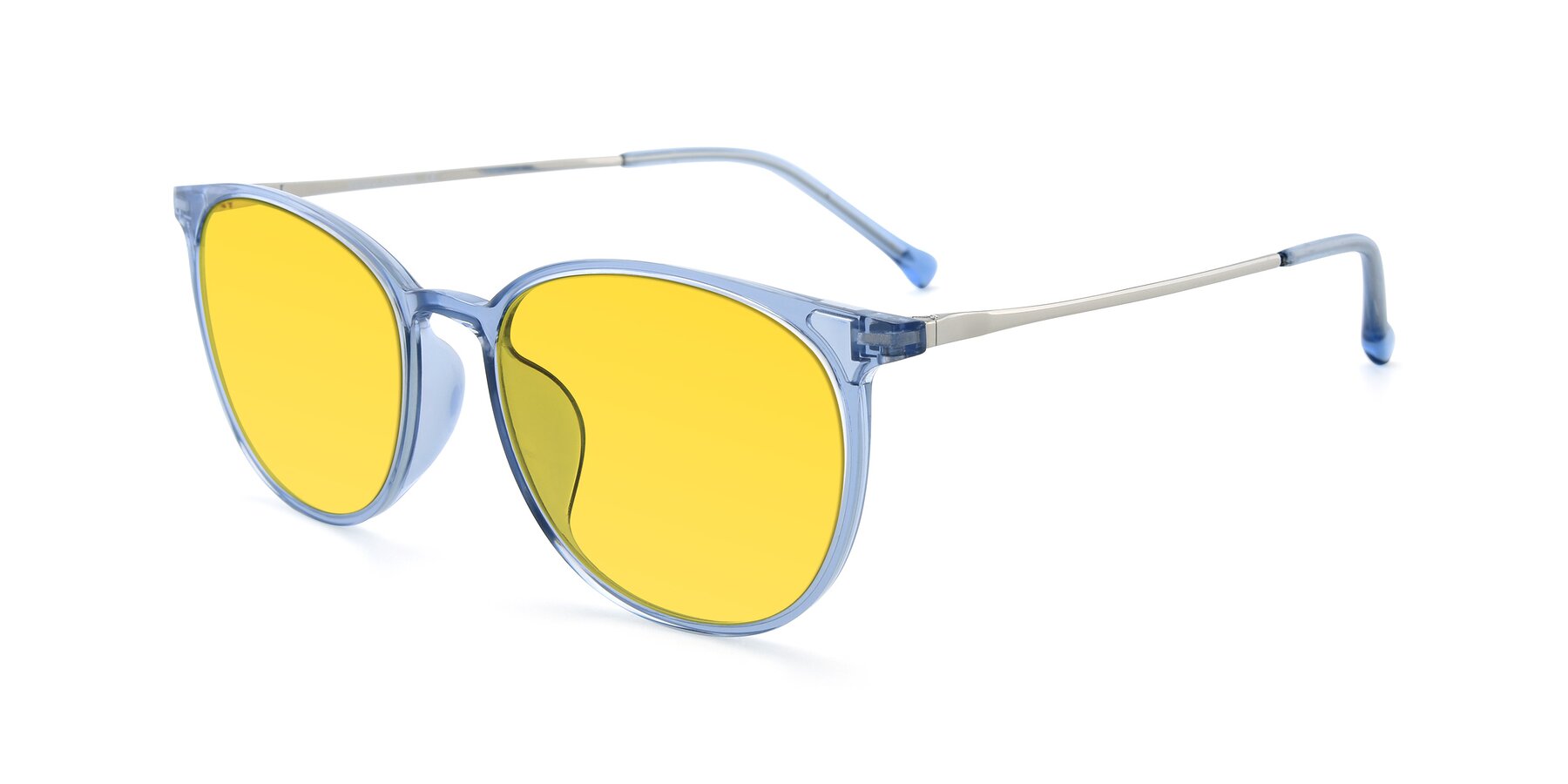 Angle of XC-6006 in Blue Amber-Silver with Yellow Tinted Lenses