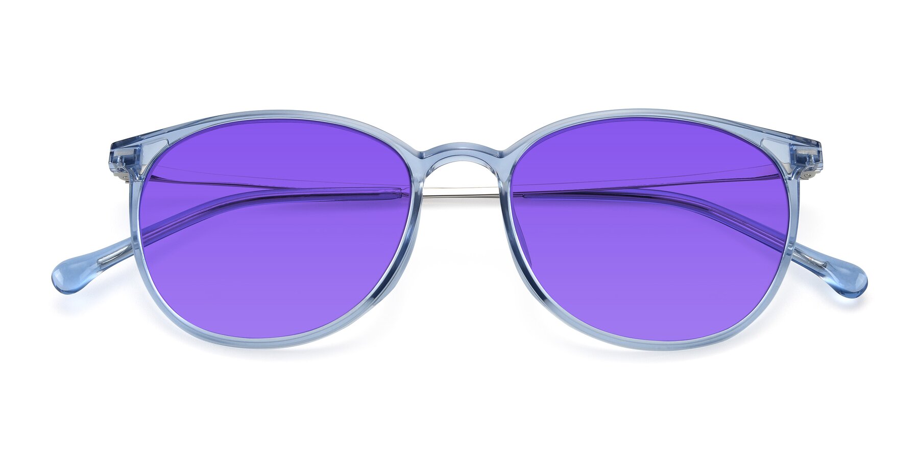 Folded Front of XC-6006 in Blue Amber-Silver with Purple Tinted Lenses