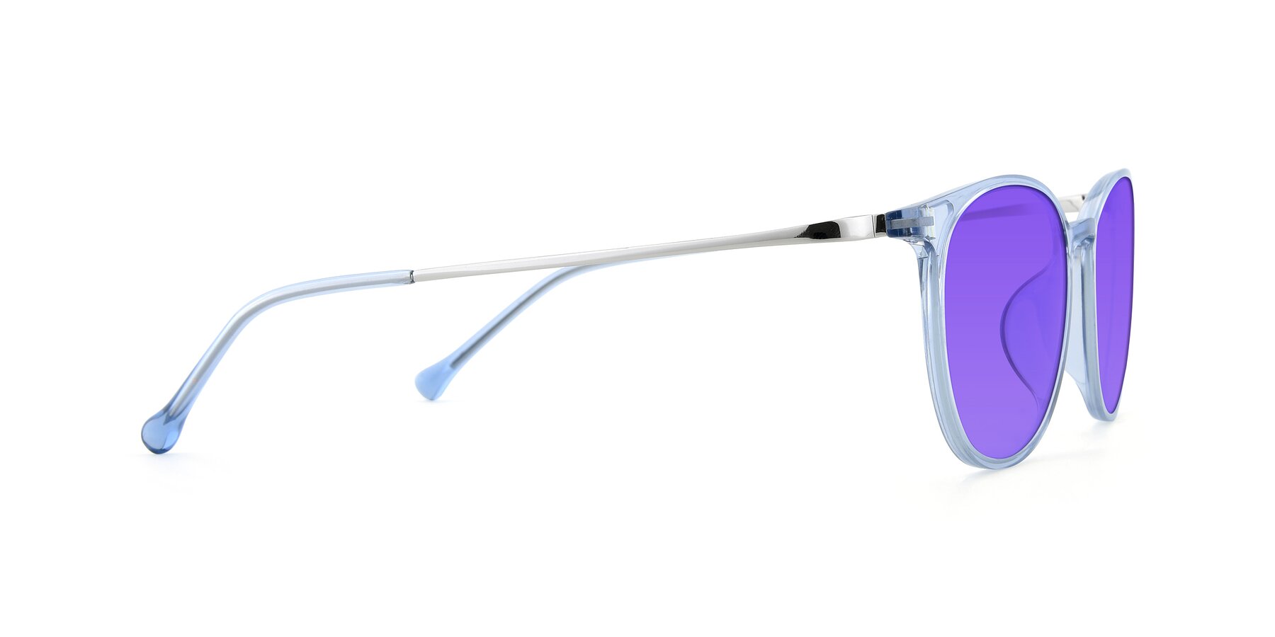 Side of XC-6006 in Blue Amber-Silver with Purple Tinted Lenses