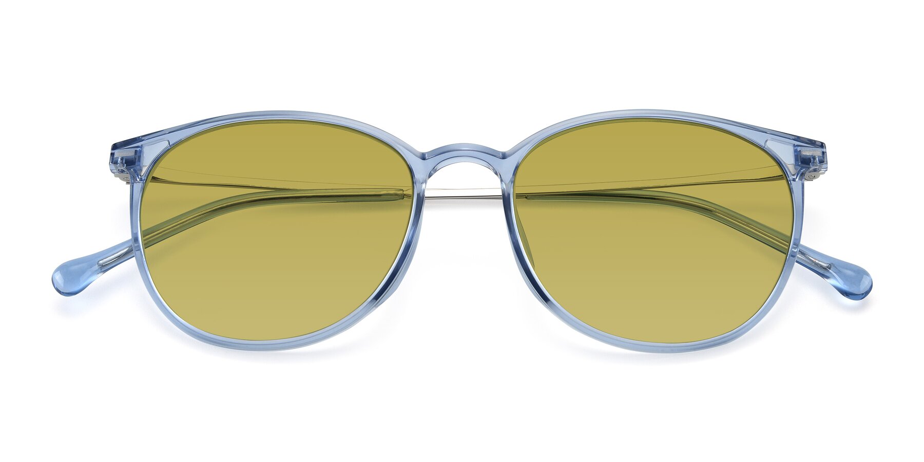 Folded Front of XC-6006 in Blue Amber-Silver with Champagne Tinted Lenses