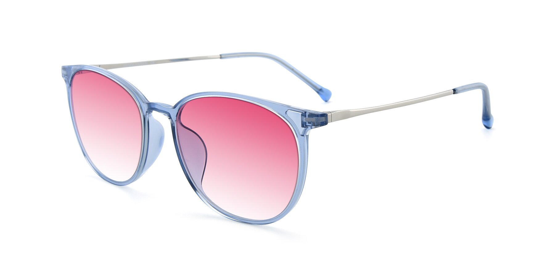 Angle of XC-6006 in Blue Amber-Silver with Pink Gradient Lenses