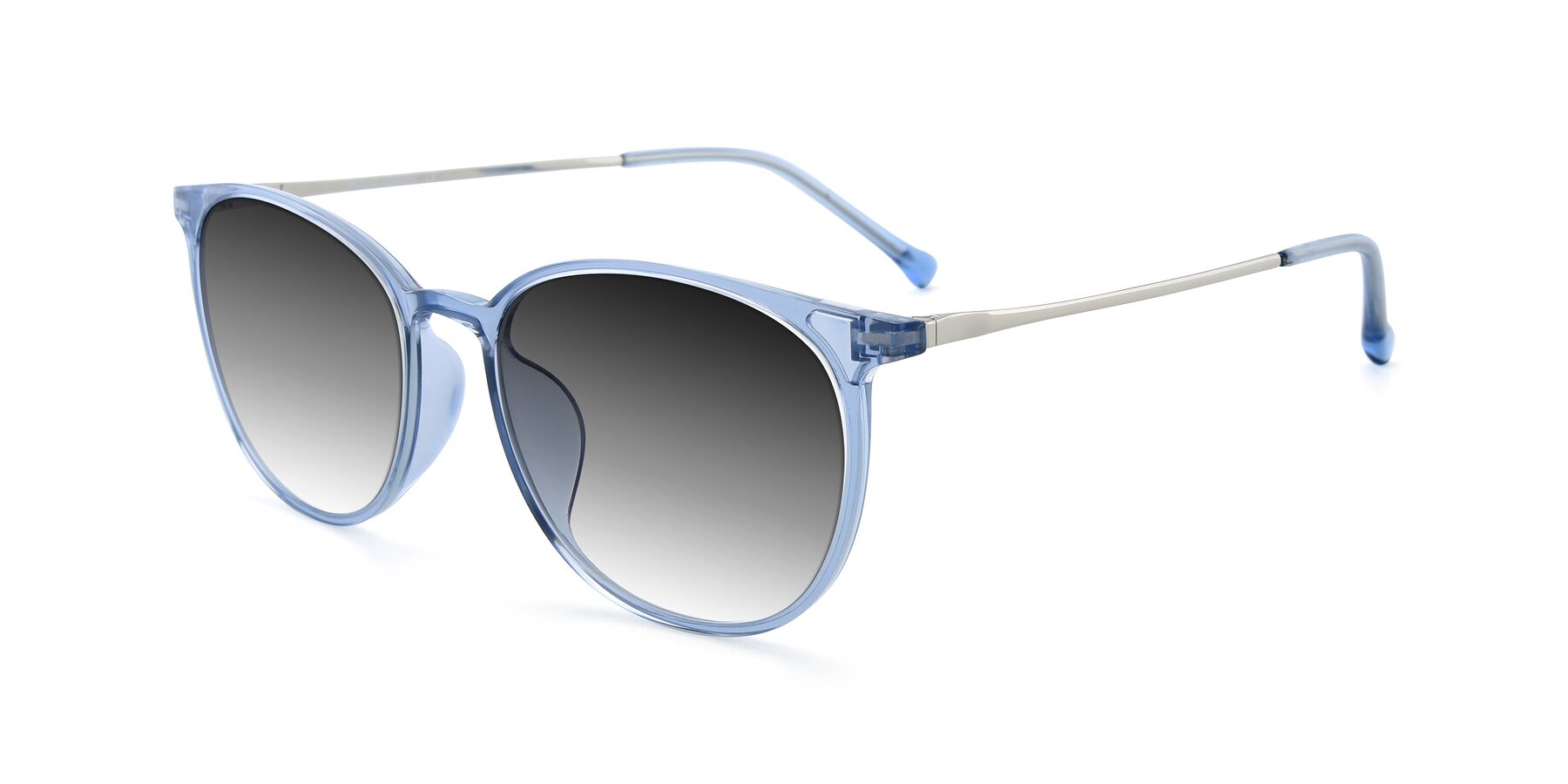 Angle of XC-6006 in Blue Amber-Silver with Gray Gradient Lenses