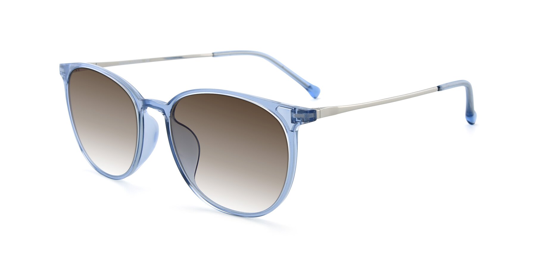 Angle of XC-6006 in Blue Amber-Silver with Brown Gradient Lenses