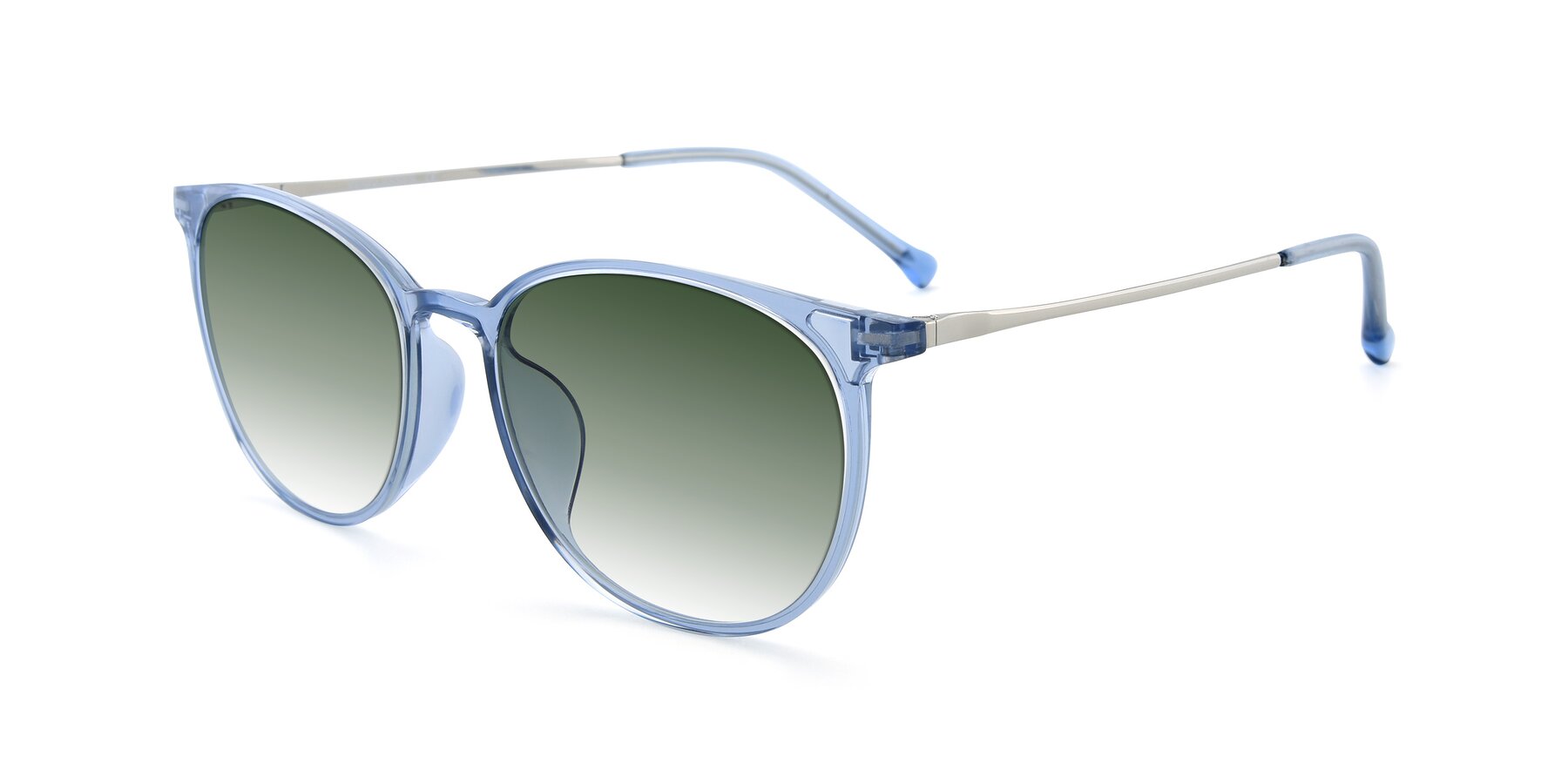 Angle of XC-6006 in Blue Amber-Silver with Green Gradient Lenses