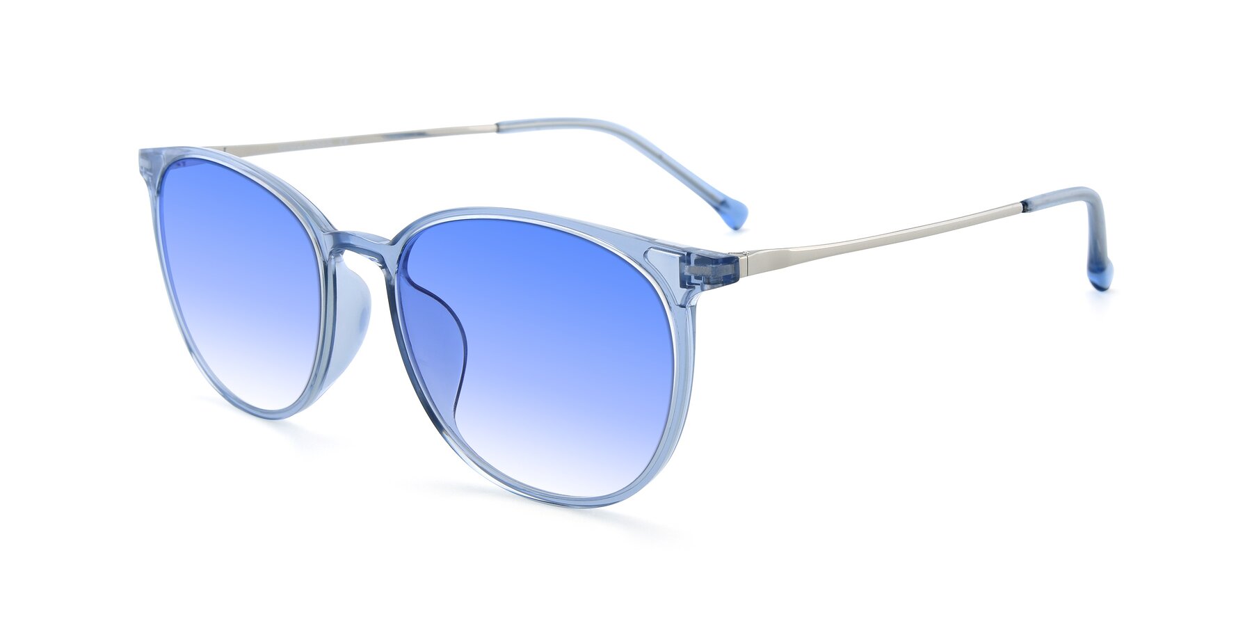 Angle of XC-6006 in Blue Amber-Silver with Blue Gradient Lenses