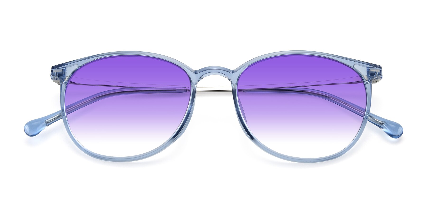 Folded Front of XC-6006 in Blue Amber-Silver with Purple Gradient Lenses