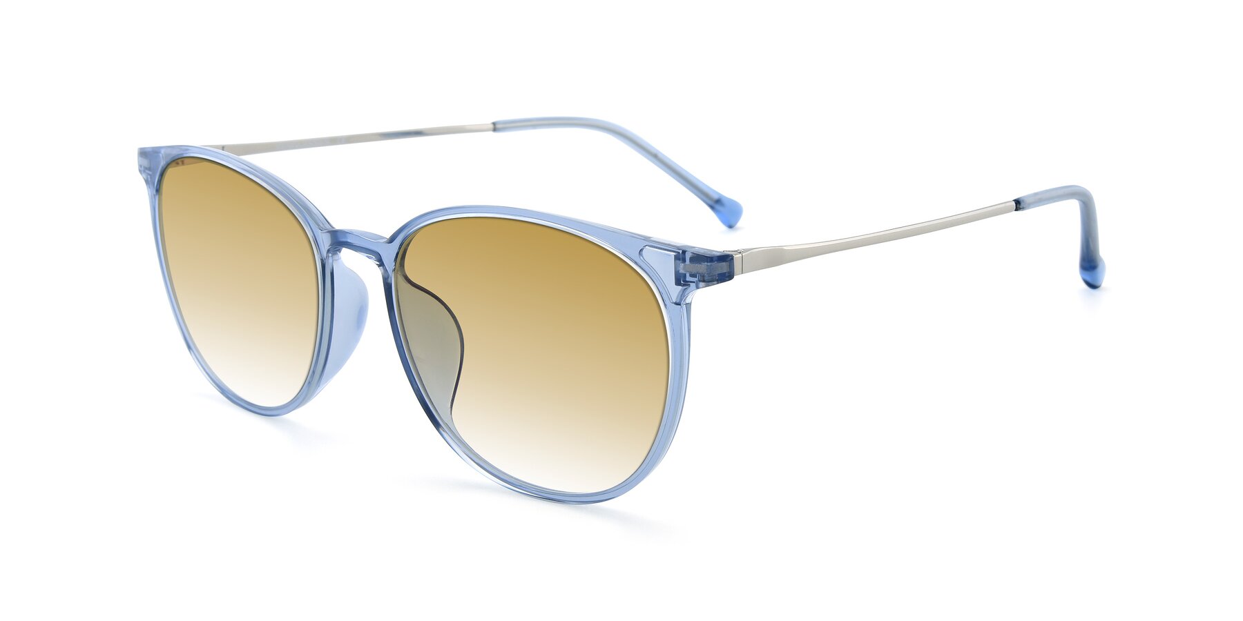 Angle of XC-6006 in Blue Amber-Silver with Champagne Gradient Lenses