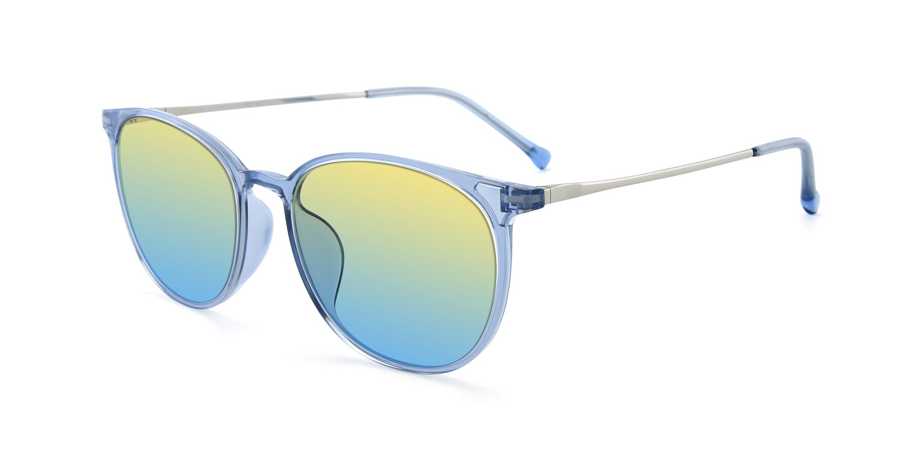 Angle of XC-6006 in Blue Amber-Silver with Yellow / Blue Gradient Lenses