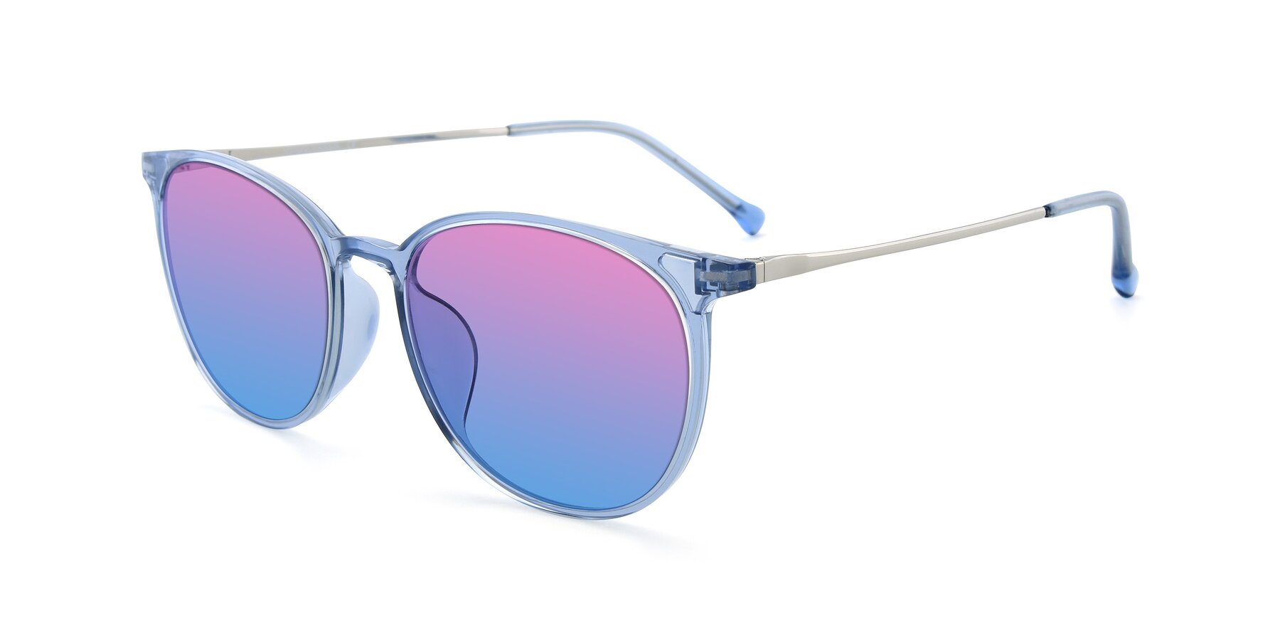 Angle of XC-6006 in Blue Amber-Silver with Pink / Blue Gradient Lenses