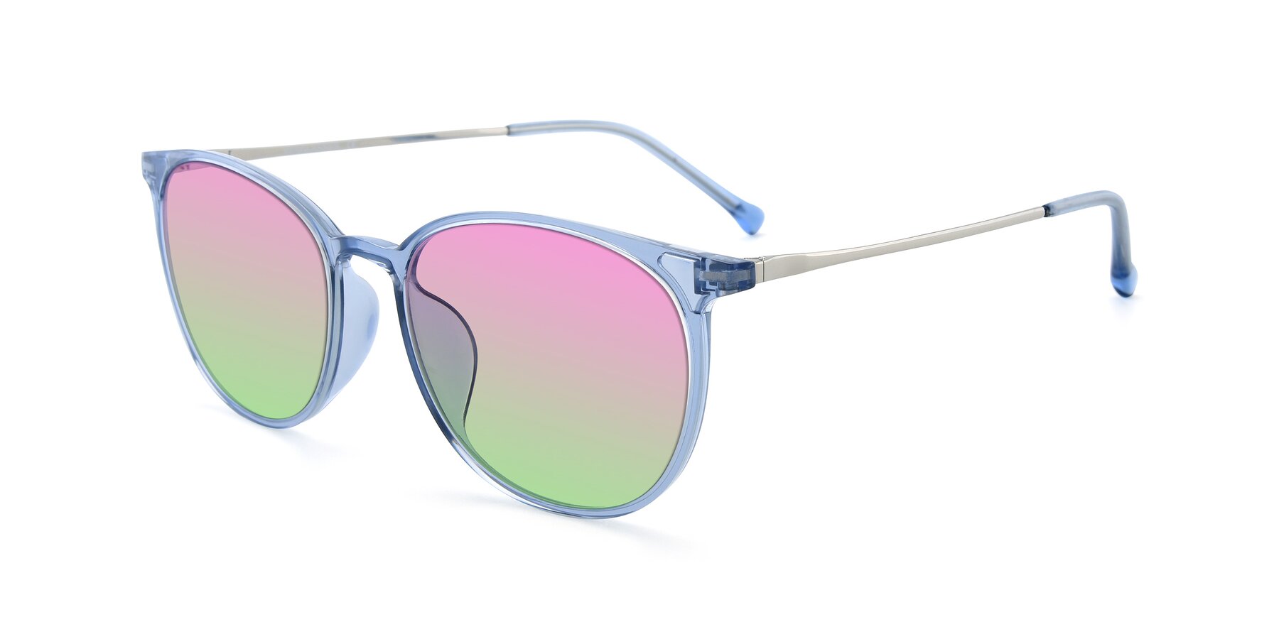 Angle of XC-6006 in Blue Amber-Silver with Pink / Green Gradient Lenses