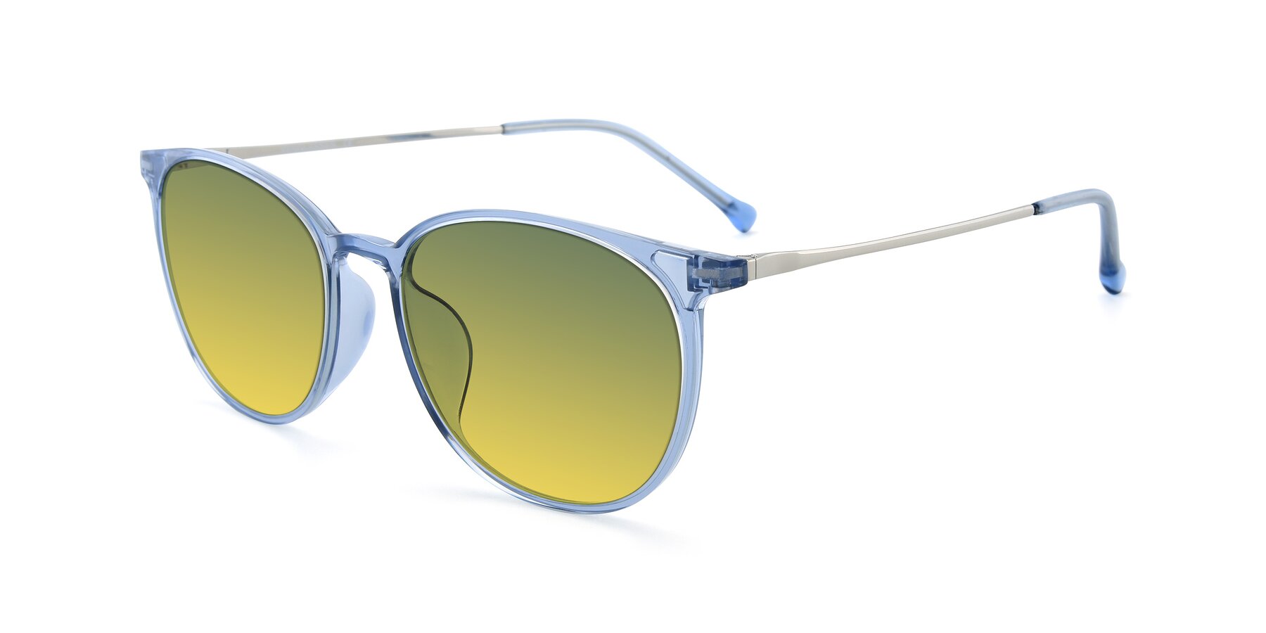 Angle of XC-6006 in Blue Amber-Silver with Green / Yellow Gradient Lenses
