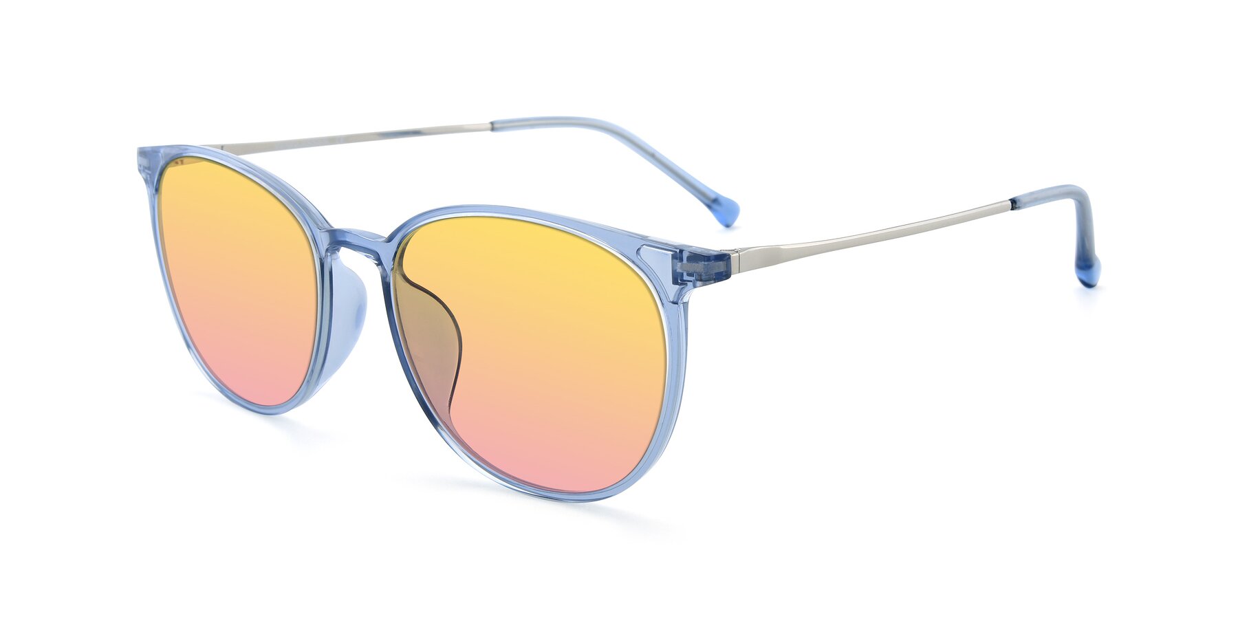 Angle of XC-6006 in Blue Amber-Silver with Yellow / Pink Gradient Lenses