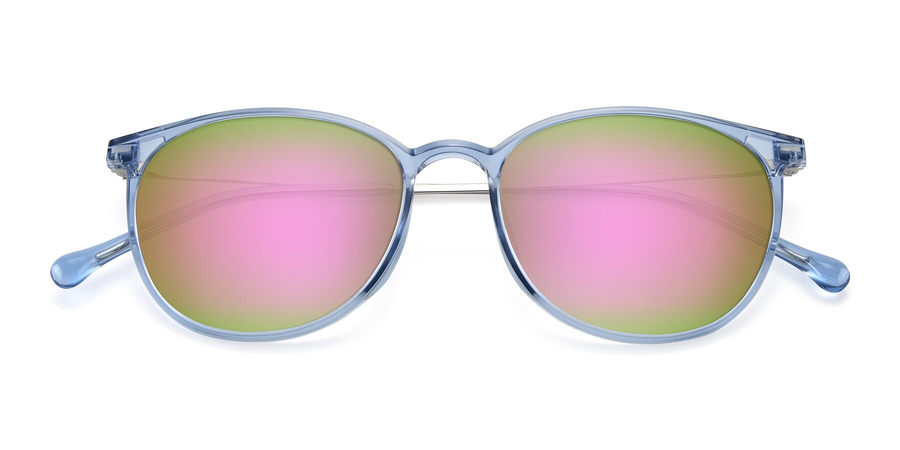Folded Front of XC-6006 in Blue Amber-Silver with Pink Mirrored Lenses