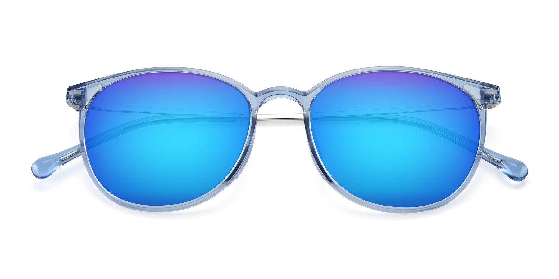 Folded Front of XC-6006 in Blue Amber-Silver with Blue Mirrored Lenses