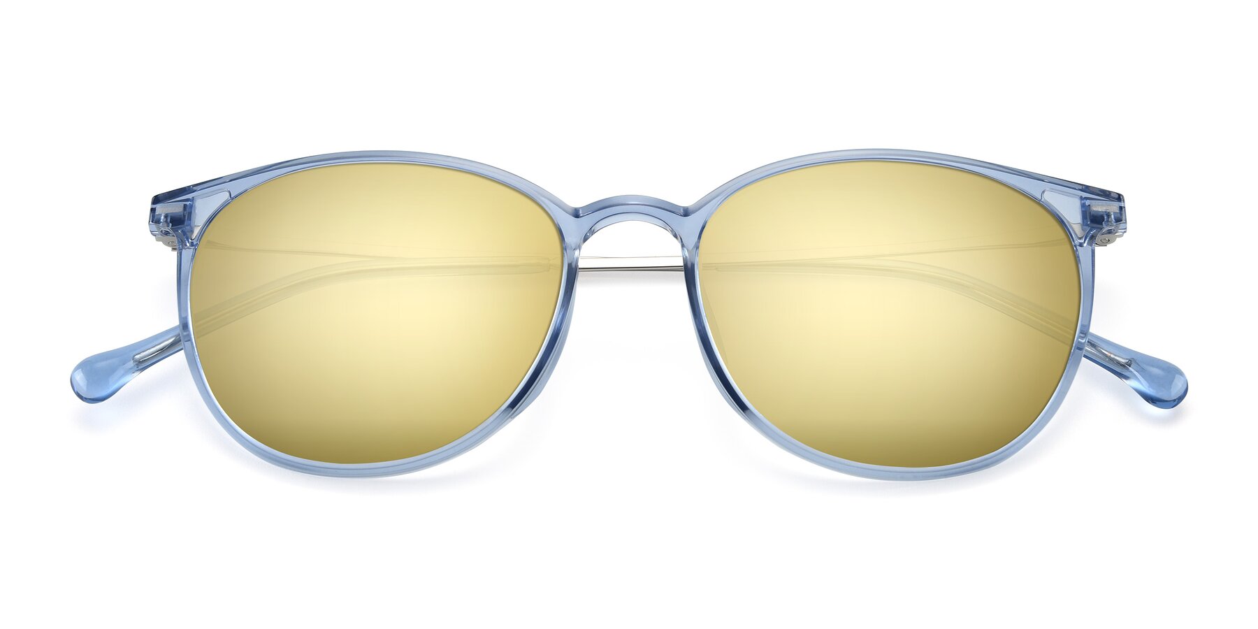 Folded Front of XC-6006 in Blue Amber-Silver with Gold Mirrored Lenses