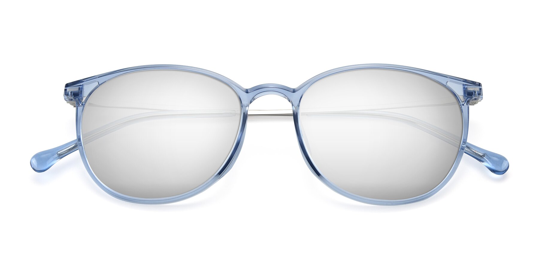 Folded Front of XC-6006 in Blue Amber-Silver with Silver Mirrored Lenses