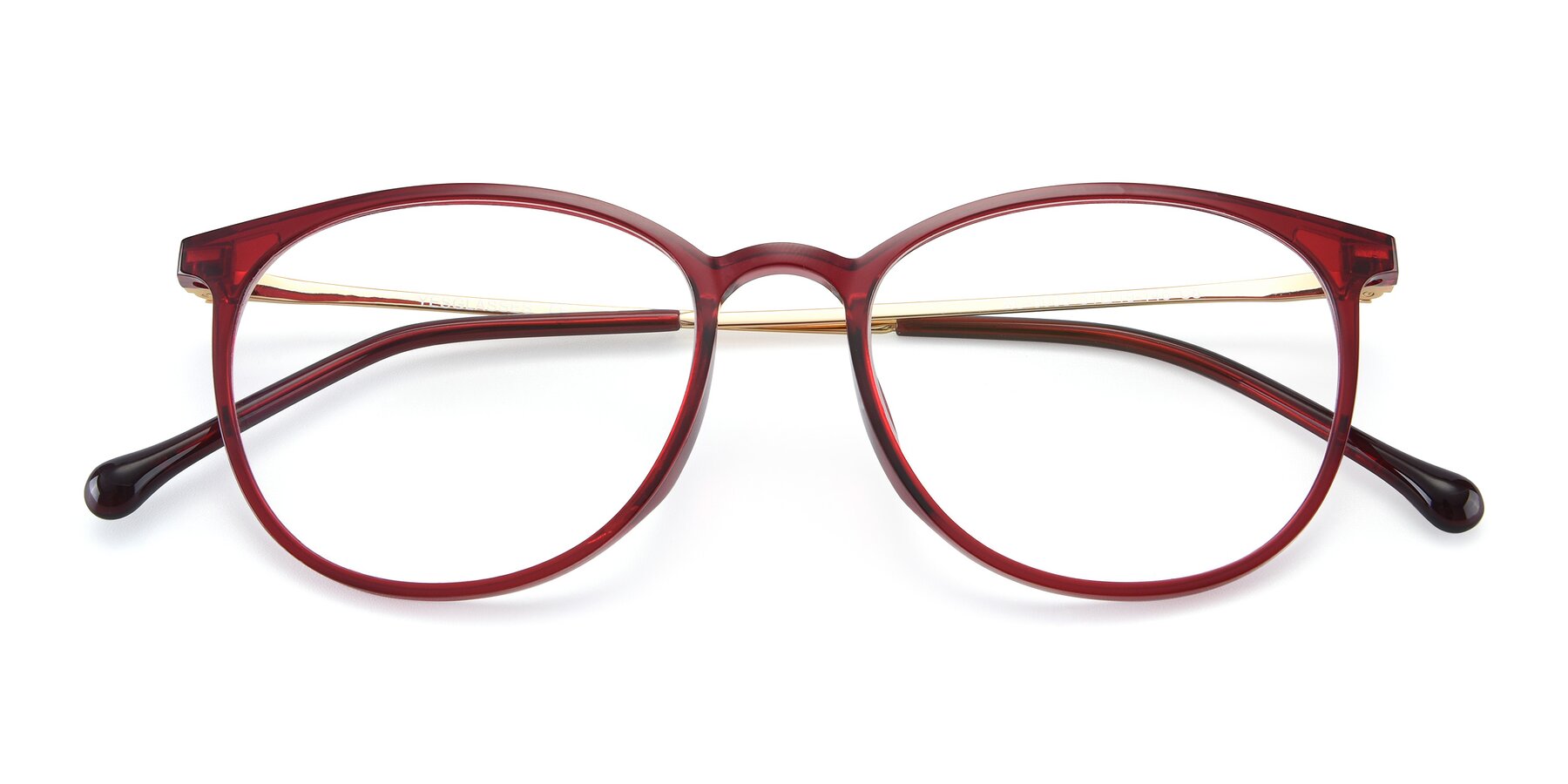 View of XC-6006 in Wine-Gold with Clear Reading Eyeglass Lenses