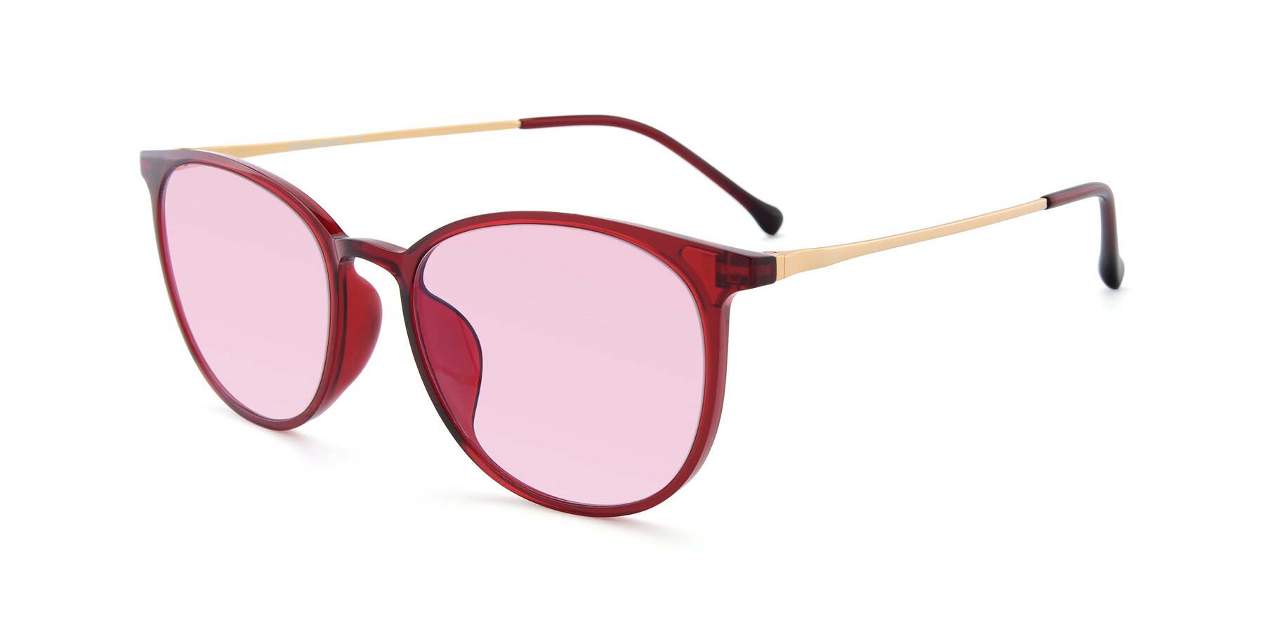 Angle of XC-6006 in Wine-Gold with Light Pink Tinted Lenses