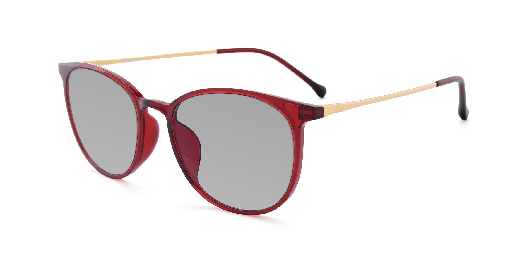 Angle of XC-6006 in Wine-Gold with Light Gray Tinted Lenses