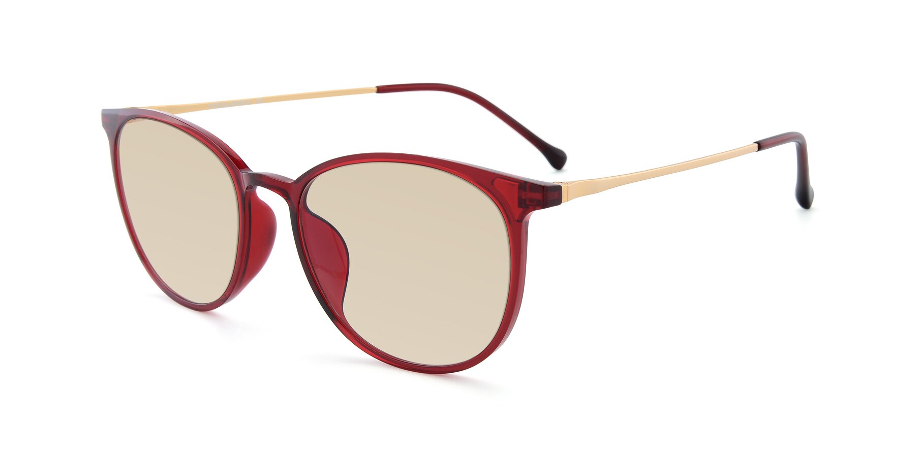 Angle of XC-6006 in Wine-Gold with Light Brown Tinted Lenses