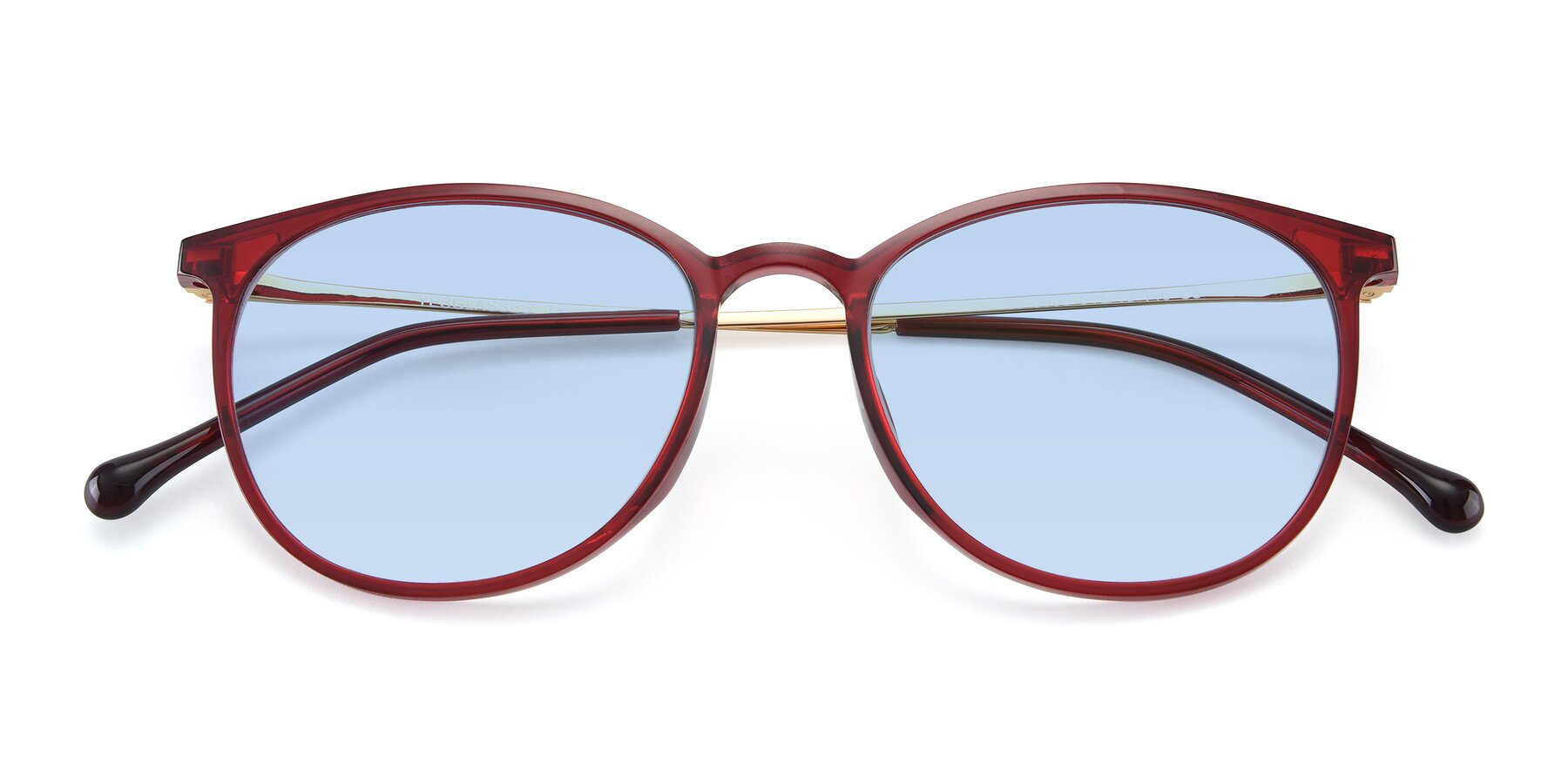 Folded Front of XC-6006 in Wine-Gold with Light Blue Tinted Lenses