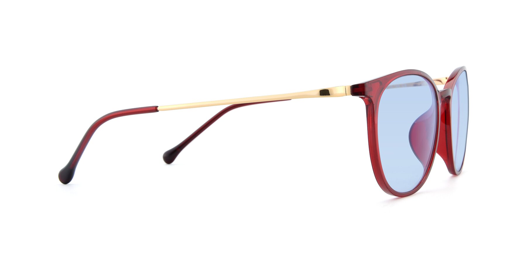 Side of XC-6006 in Wine-Gold with Light Blue Tinted Lenses