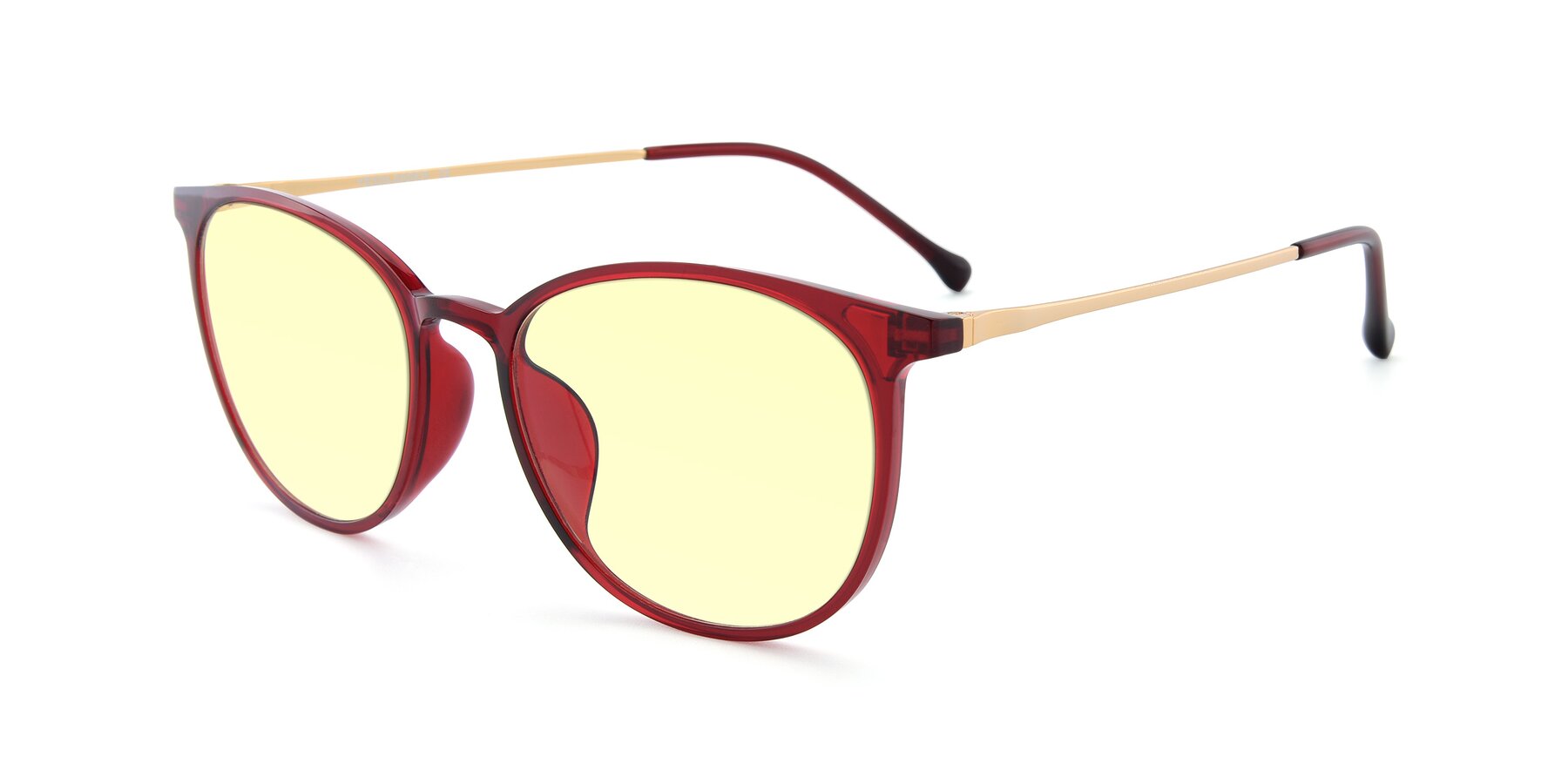 Angle of XC-6006 in Wine-Gold with Light Yellow Tinted Lenses
