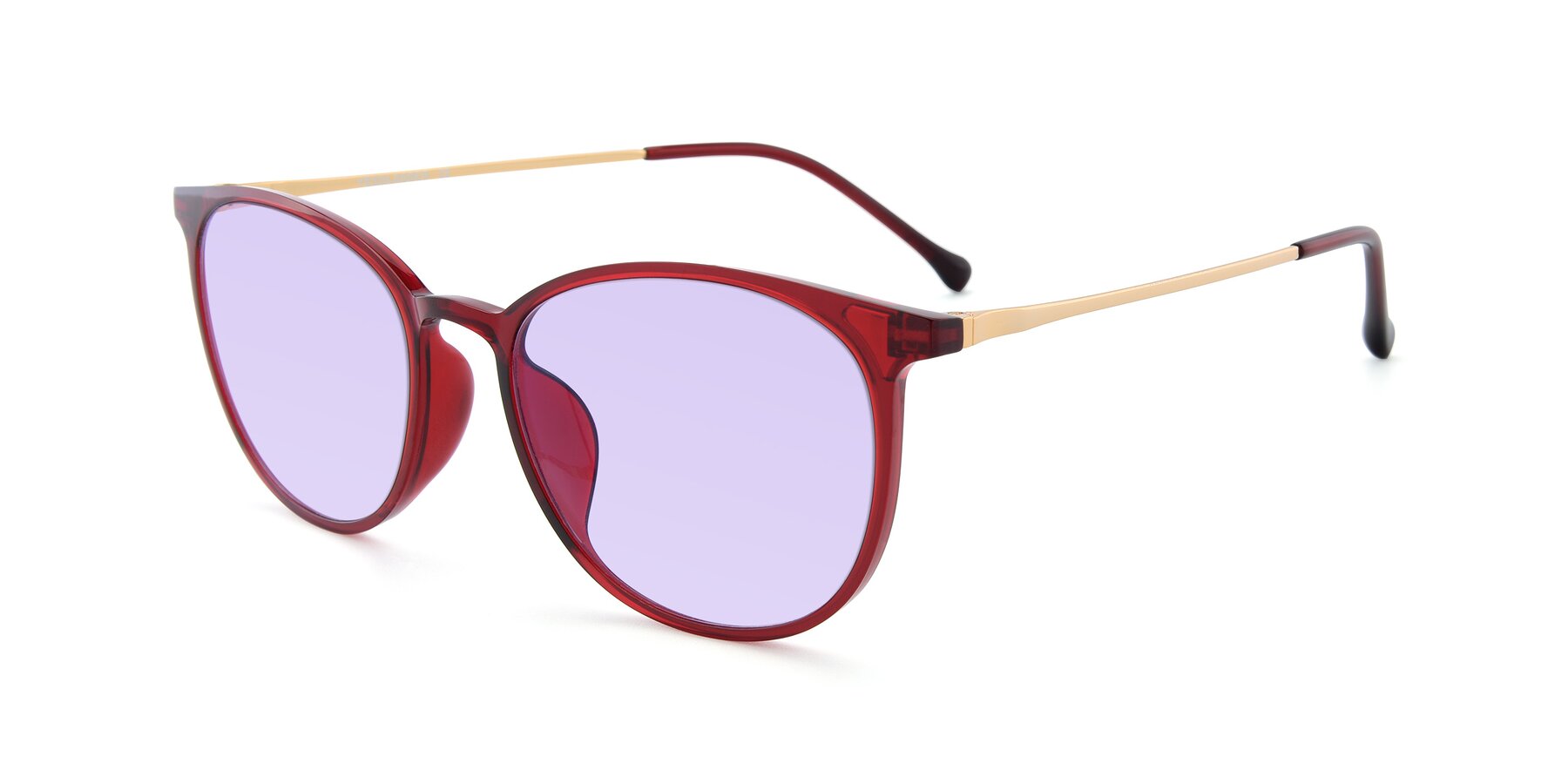 Angle of XC-6006 in Wine-Gold with Light Purple Tinted Lenses
