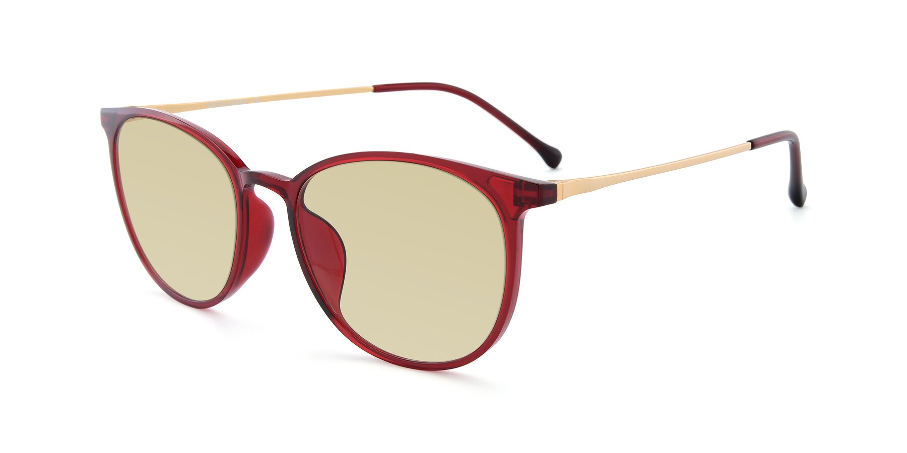 Angle of XC-6006 in Wine-Gold with Light Champagne Tinted Lenses