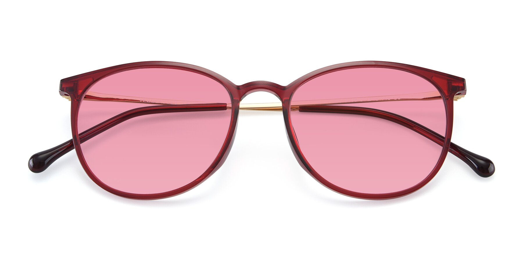 Folded Front of XC-6006 in Wine-Gold with Pink Tinted Lenses