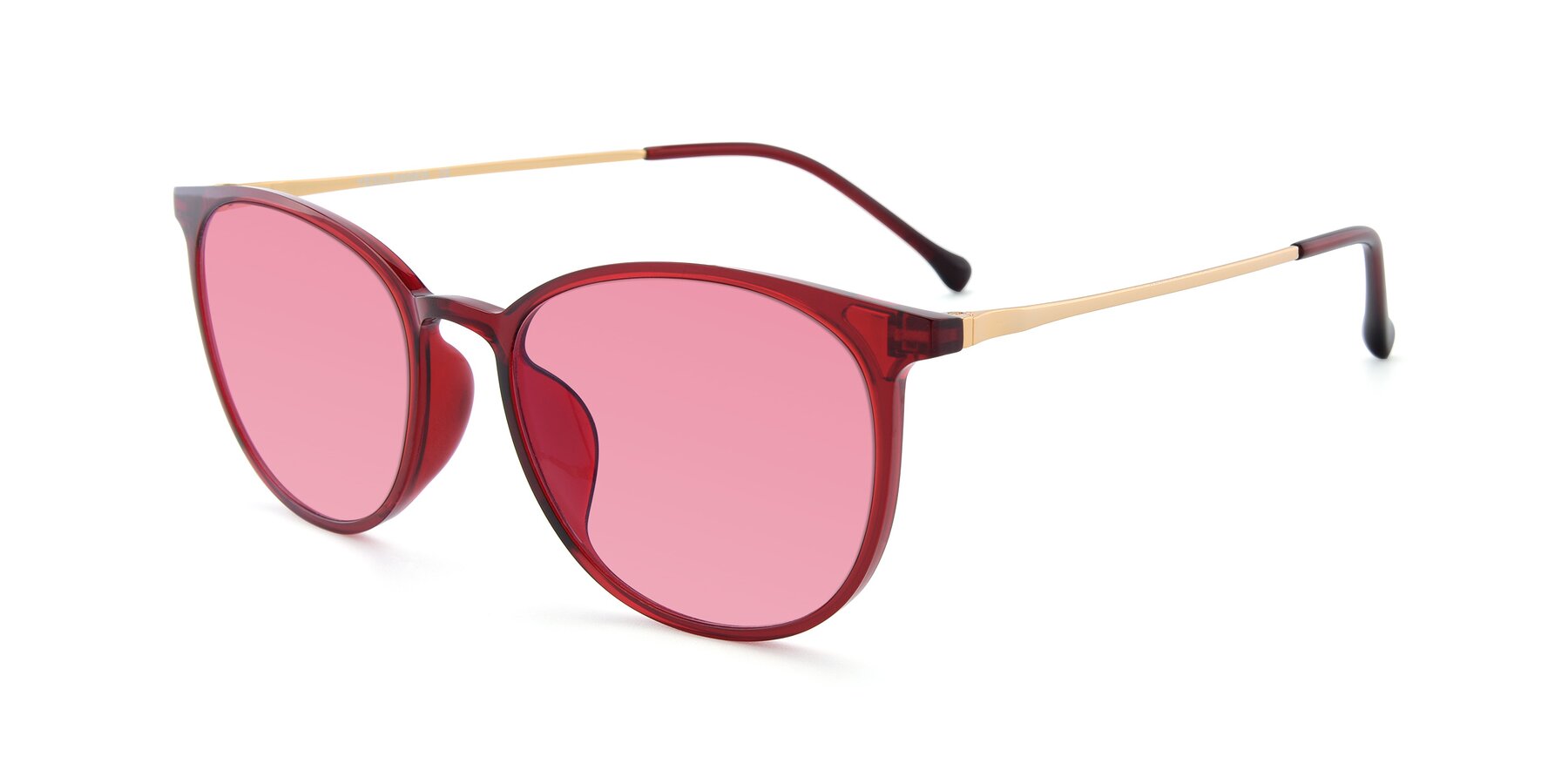 Angle of XC-6006 in Wine-Gold with Pink Tinted Lenses