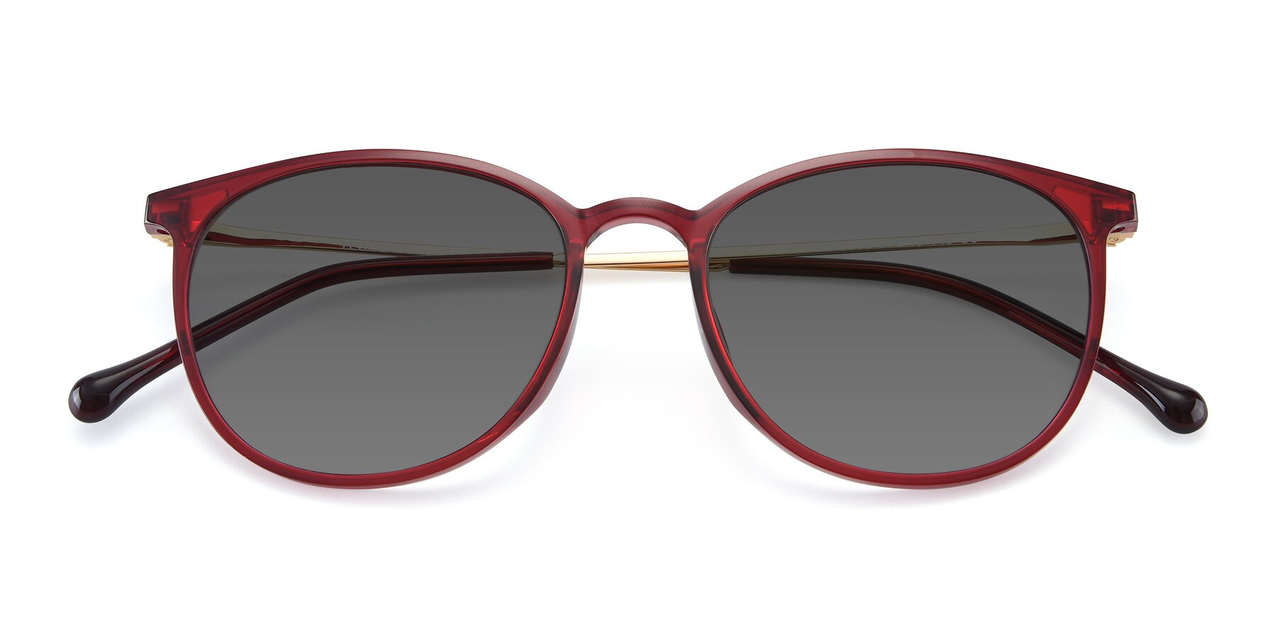 Folded Front of XC-6006 in Wine-Gold with Medium Gray Tinted Lenses