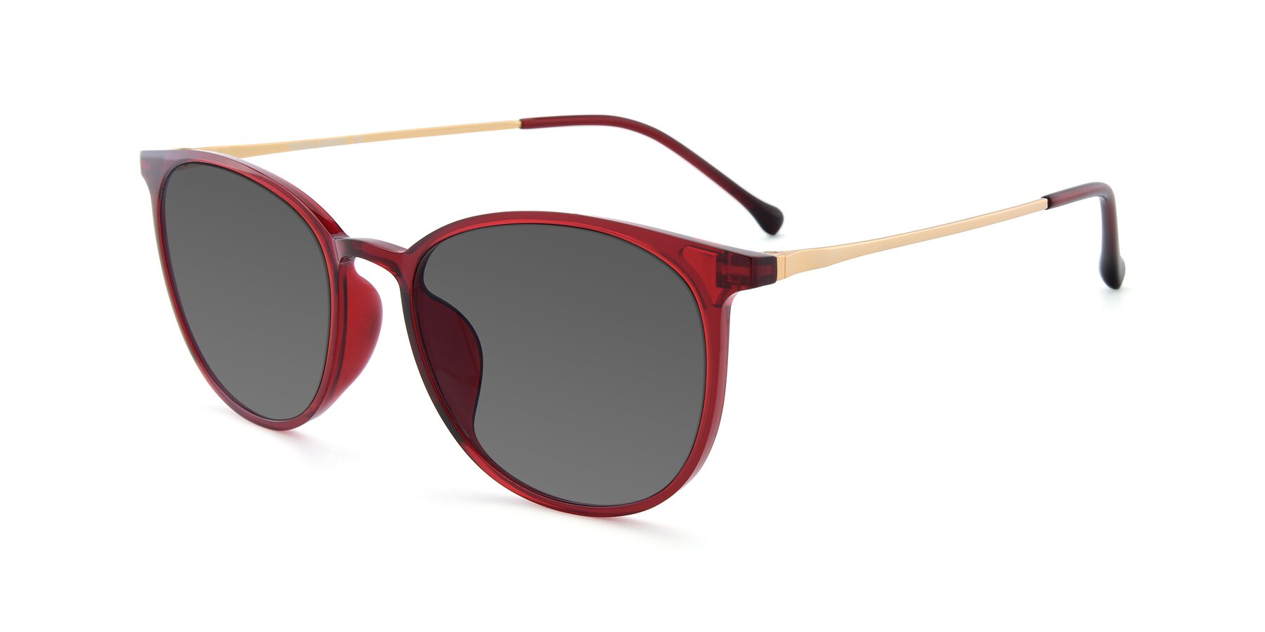 Angle of XC-6006 in Wine-Gold with Medium Gray Tinted Lenses