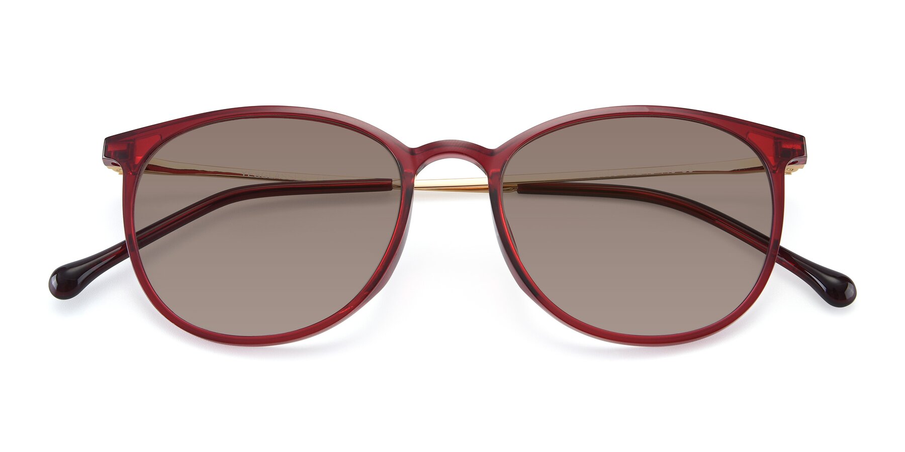 Folded Front of XC-6006 in Wine-Gold with Medium Brown Tinted Lenses