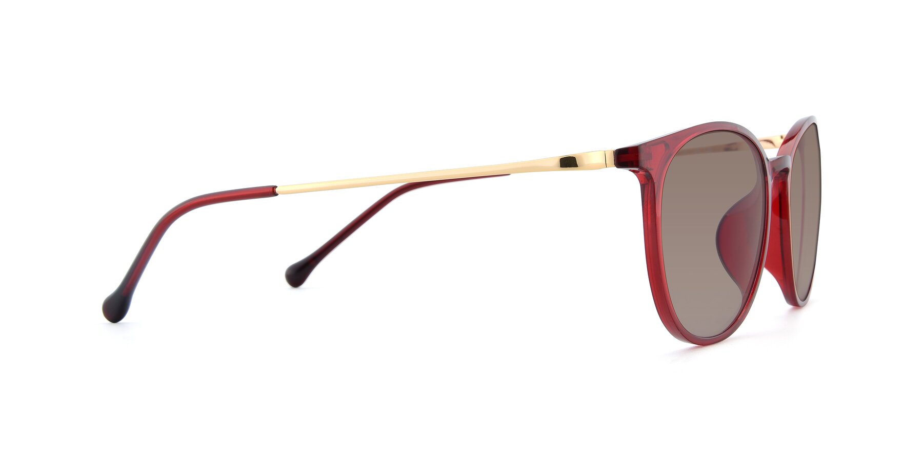 Side of XC-6006 in Wine-Gold with Medium Brown Tinted Lenses