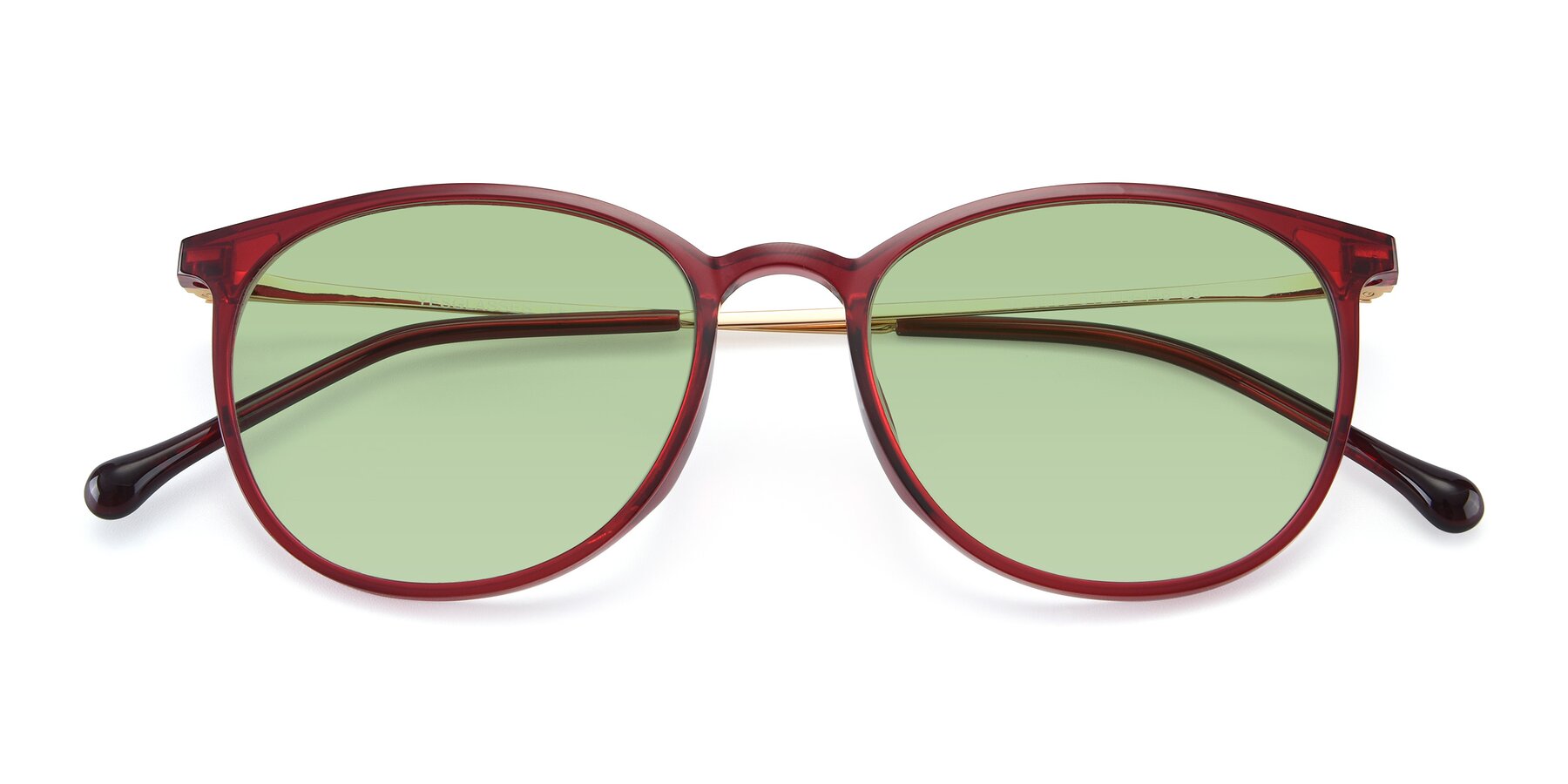 Folded Front of XC-6006 in Wine-Gold with Medium Green Tinted Lenses