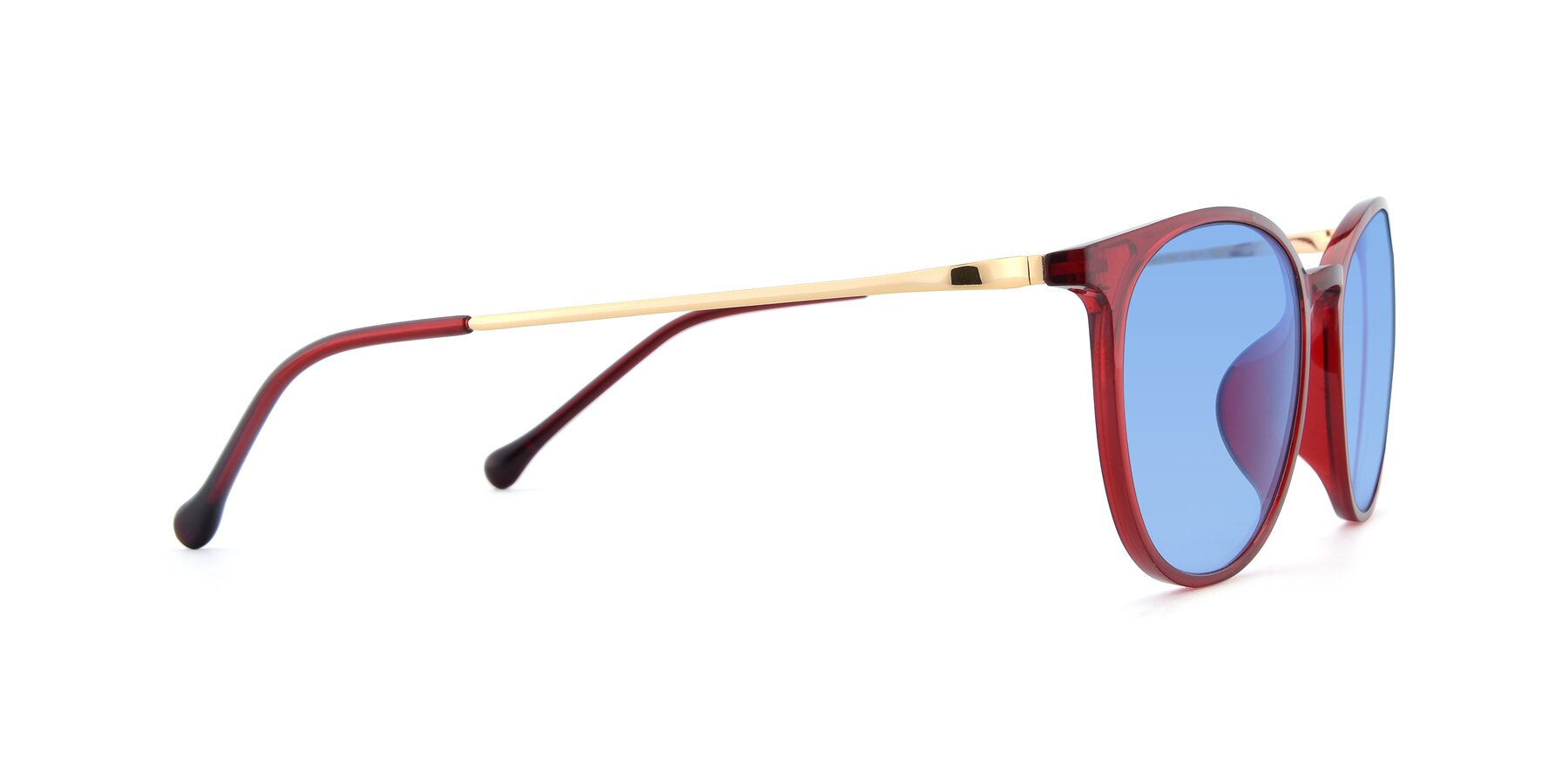 Side of XC-6006 in Wine-Gold with Medium Blue Tinted Lenses