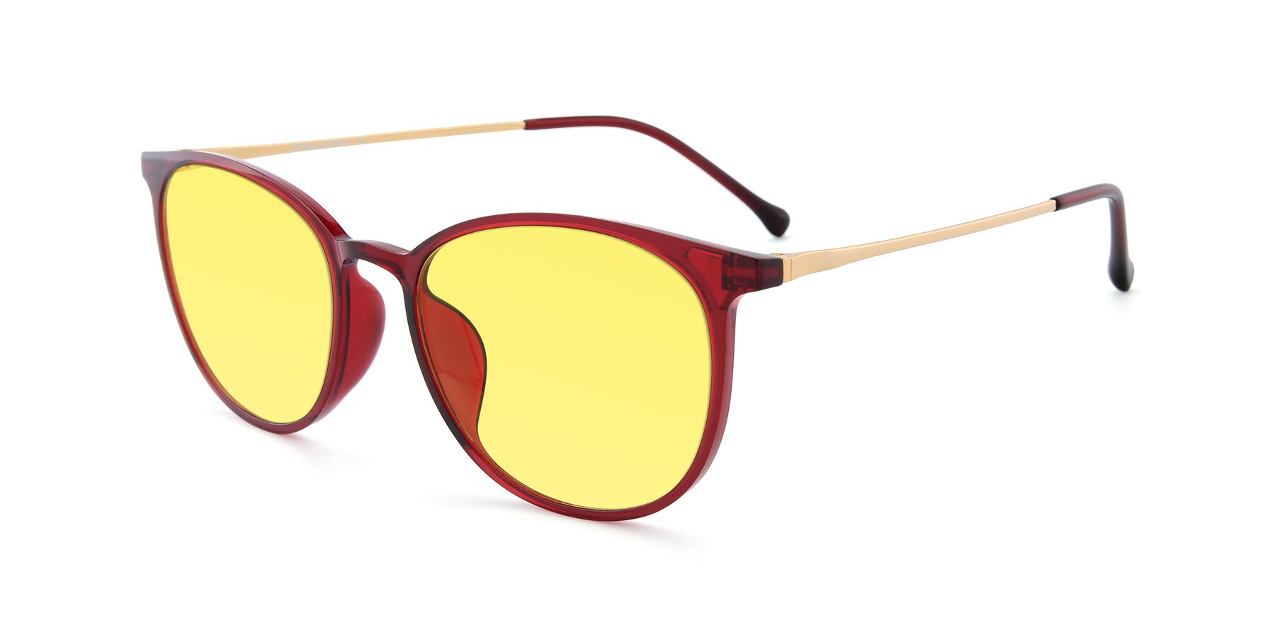 Angle of XC-6006 in Wine-Gold with Medium Yellow Tinted Lenses