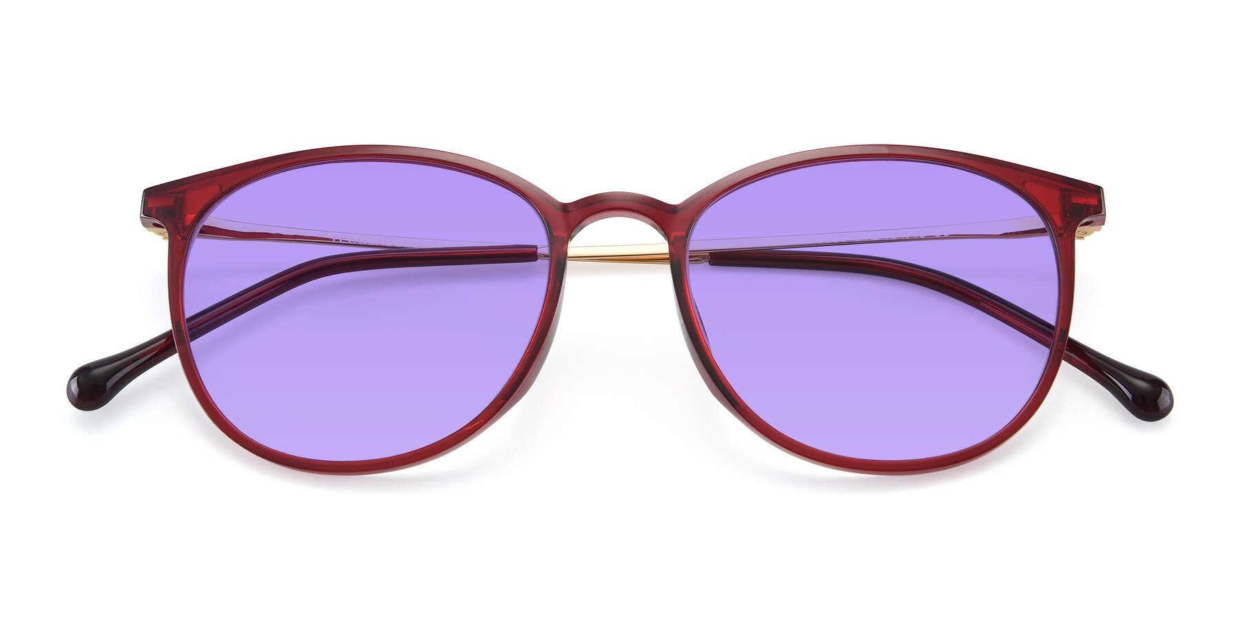 Folded Front of XC-6006 in Wine-Gold with Medium Purple Tinted Lenses