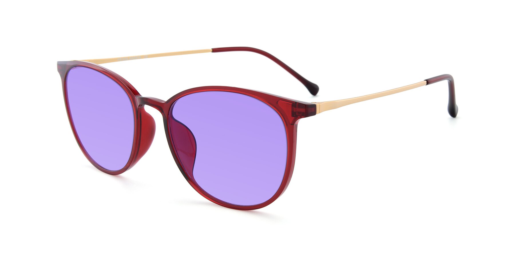 Angle of XC-6006 in Wine-Gold with Medium Purple Tinted Lenses