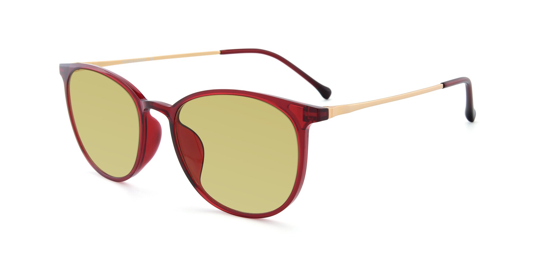 Angle of XC-6006 in Wine-Gold with Medium Champagne Tinted Lenses