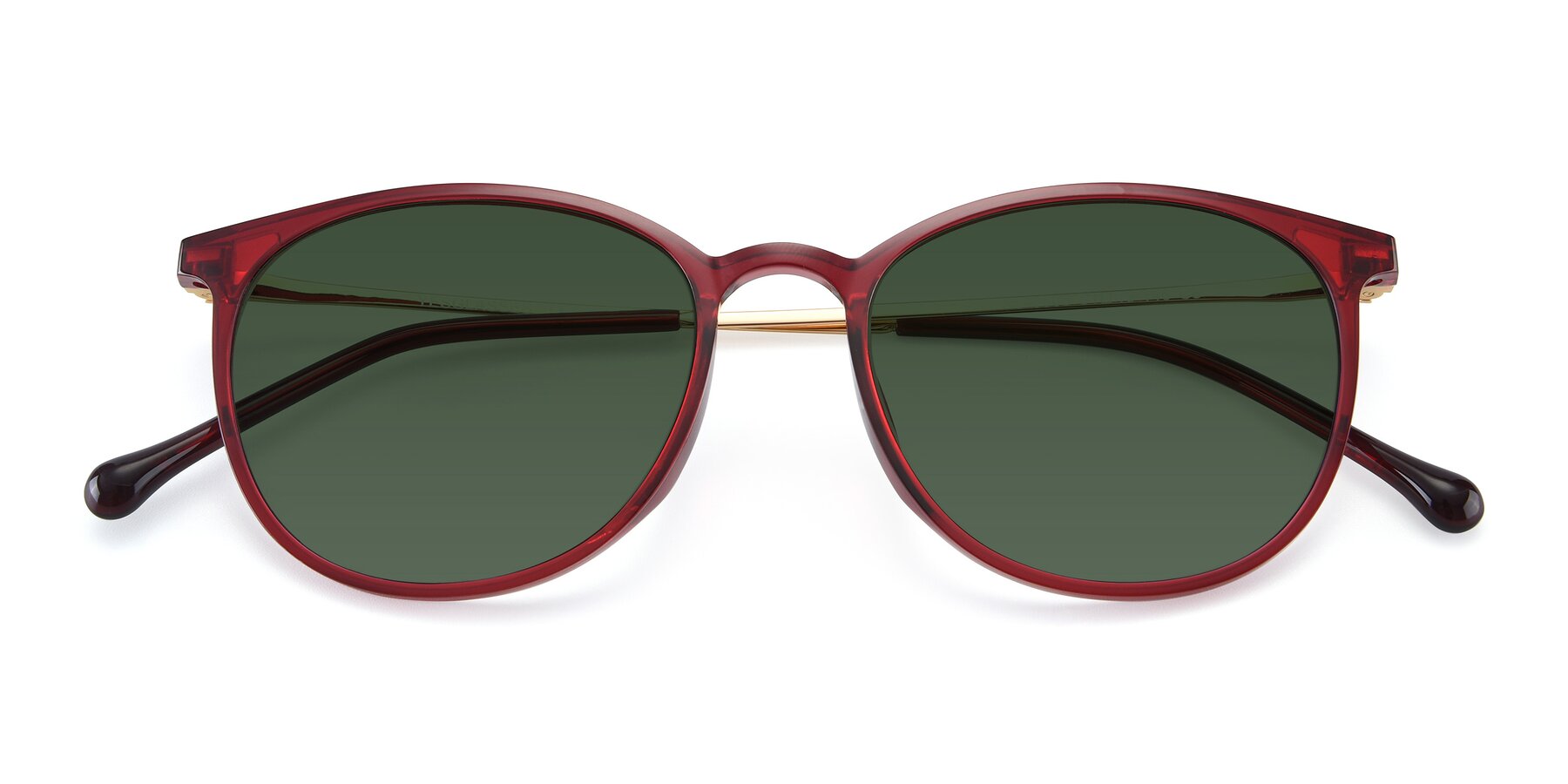 Folded Front of XC-6006 in Wine-Gold with Green Tinted Lenses