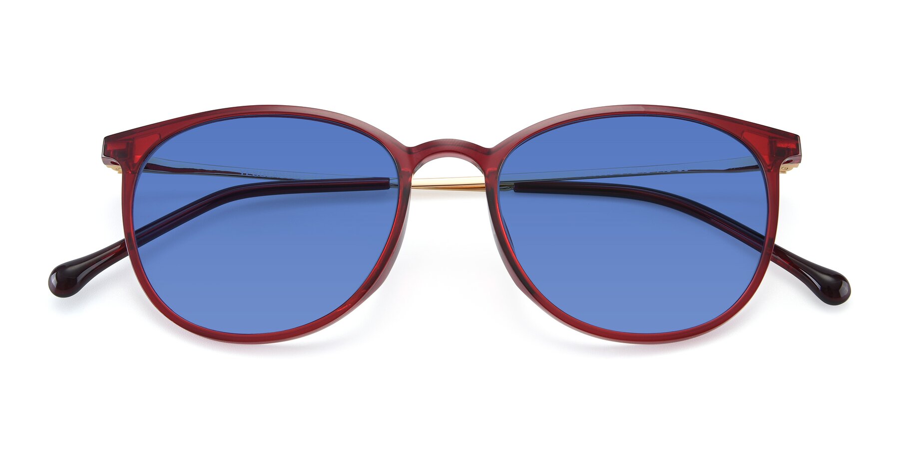 Folded Front of XC-6006 in Wine-Gold with Blue Tinted Lenses